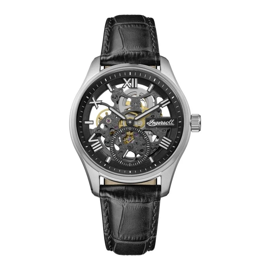 Ceas de barbat INGERSOLL I17401 clasic cu mecanism schelet, de culoare neagra
