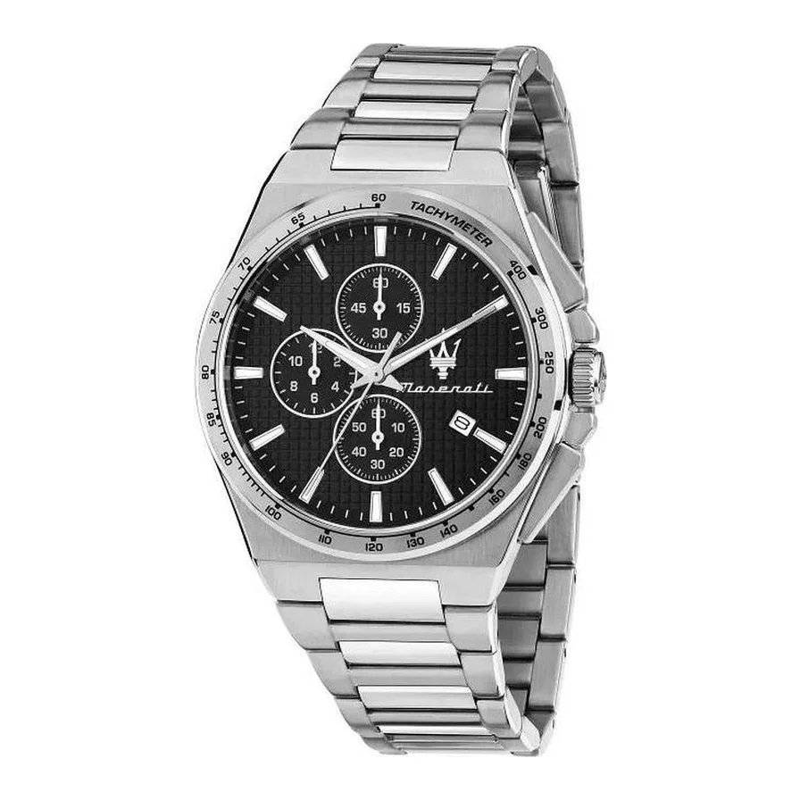 Ceas Maserati Velocita Slim, argintiu, mecanism quartz, cronograf, 50m waterproof