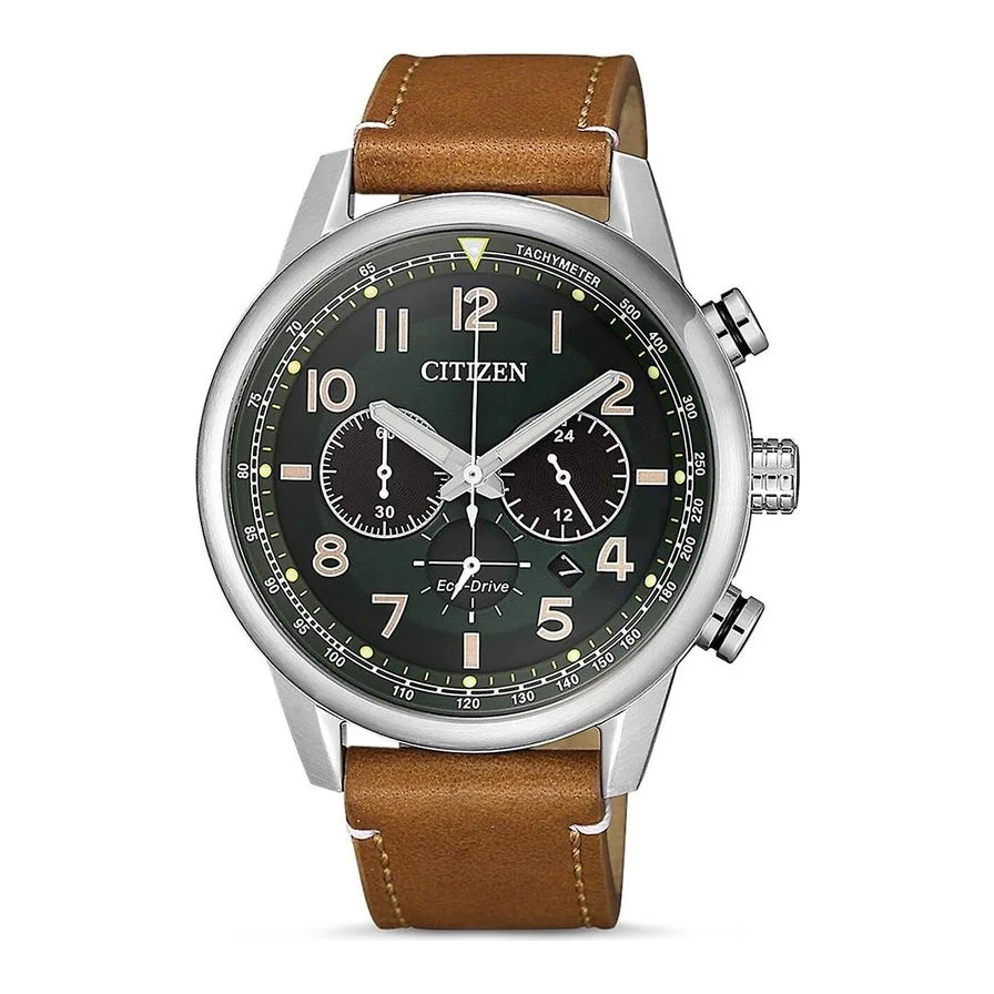 Citizen cronograf Eco-Drive, Argintiu, Maro