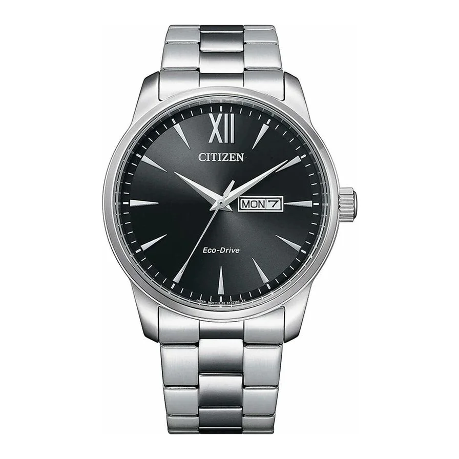 Citizen de otel inoxidabil cu logo Eco-Drive, Argintiu, Negru