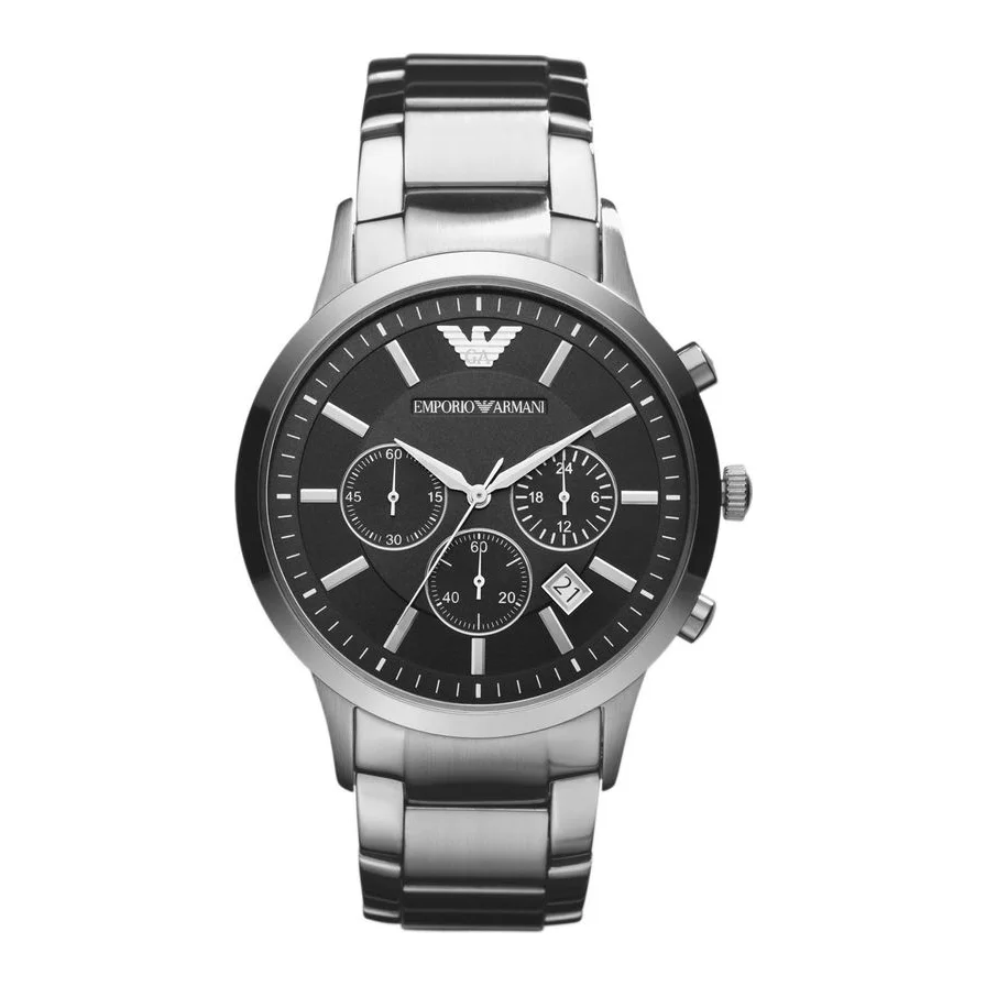 Emporio Armani cronograf cu bratara metalica, Argintiu