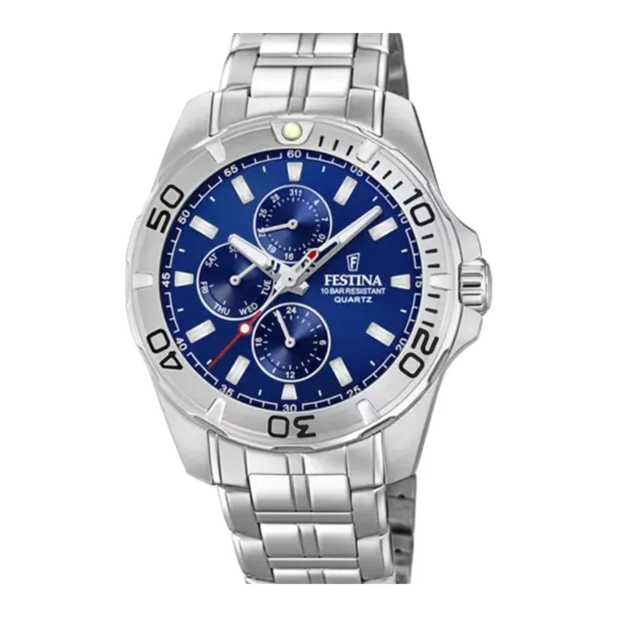 Festina din otel inoxidabil cu functii multiple, Argintiu