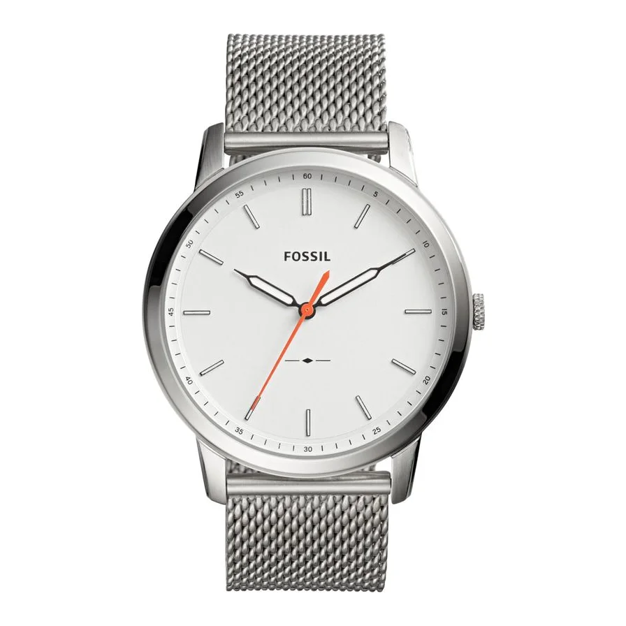 Fossil minimalist cu bratara model plasa, Argintiu
