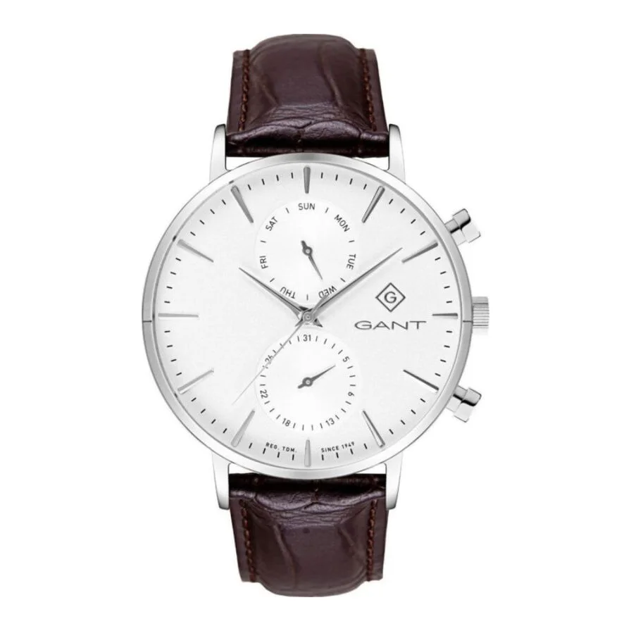 GANT,, Park Hill Day-Date II, G121001, curea din piele maro, 43 mm
