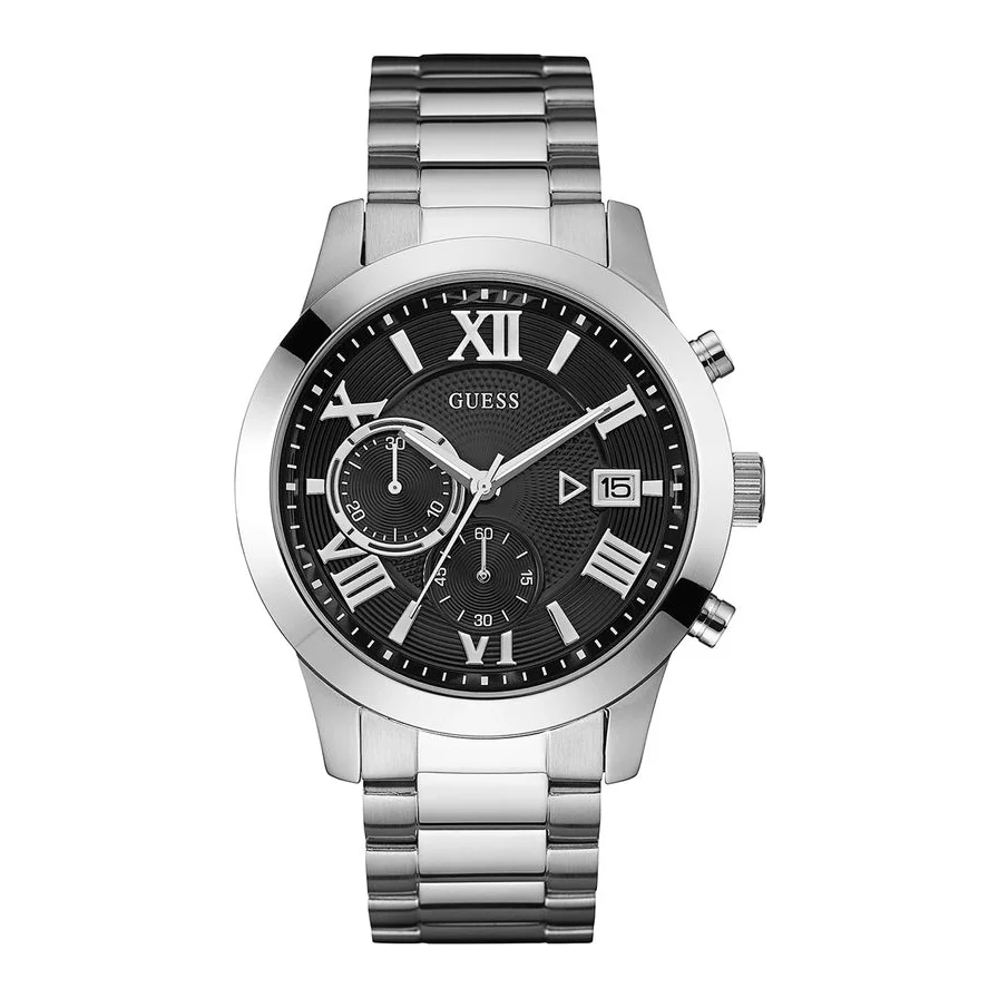 Guess cronograf cu bratara metalica, Argintiu