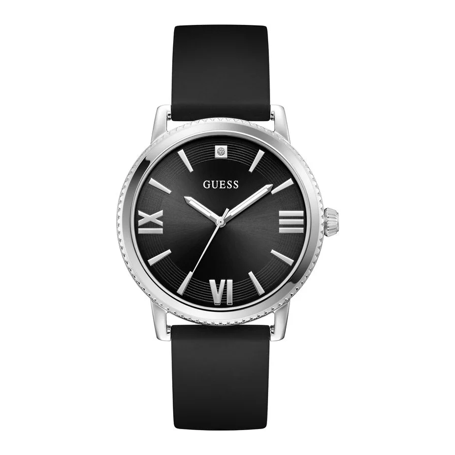 GUESS quartz Nolan, Argintiu, Negru