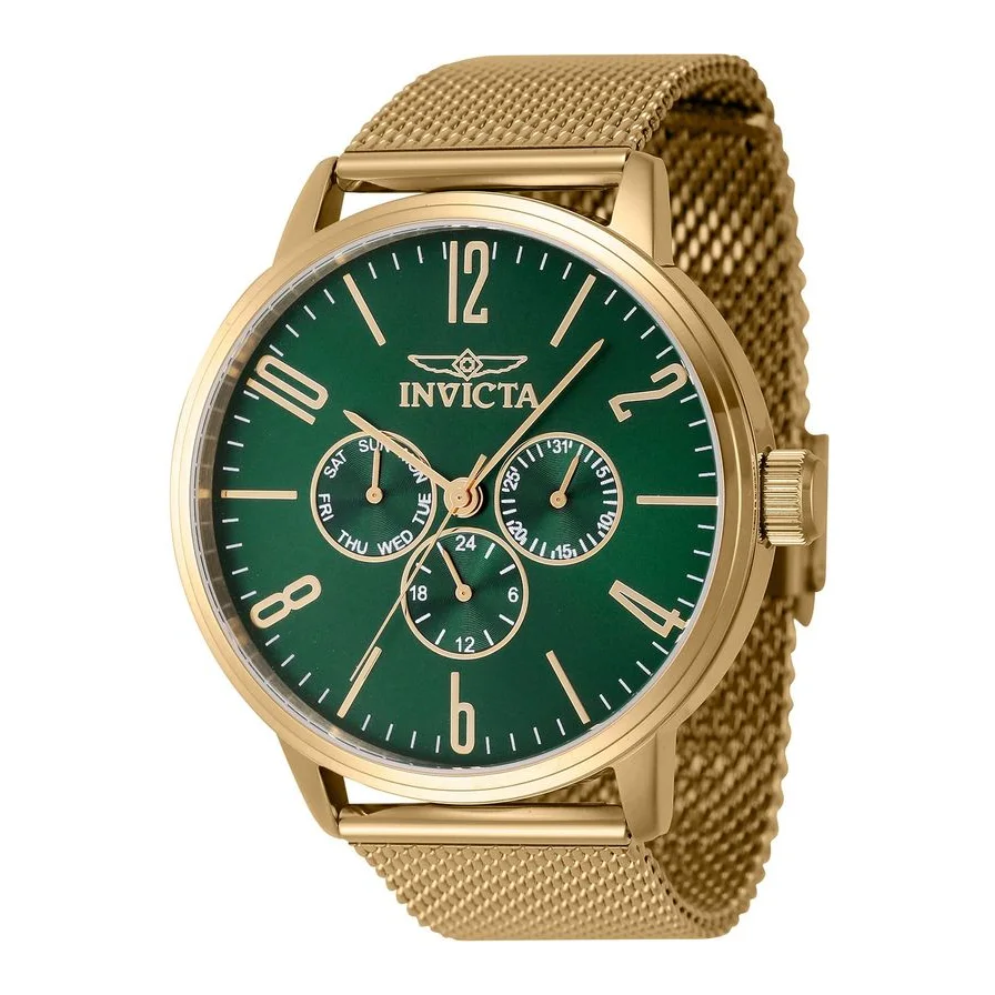 Invicta 4712, multifunctional, cronograf, carcasa otel, 44mm, auriu