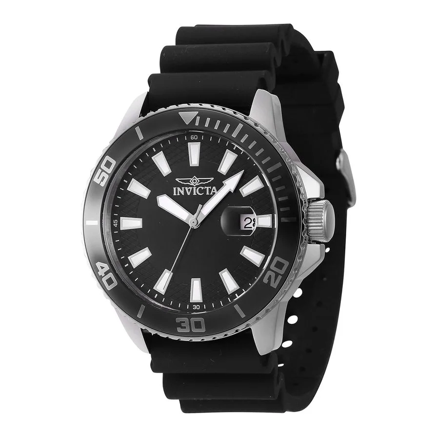 Invicta analog cu curea de silicon, Negru