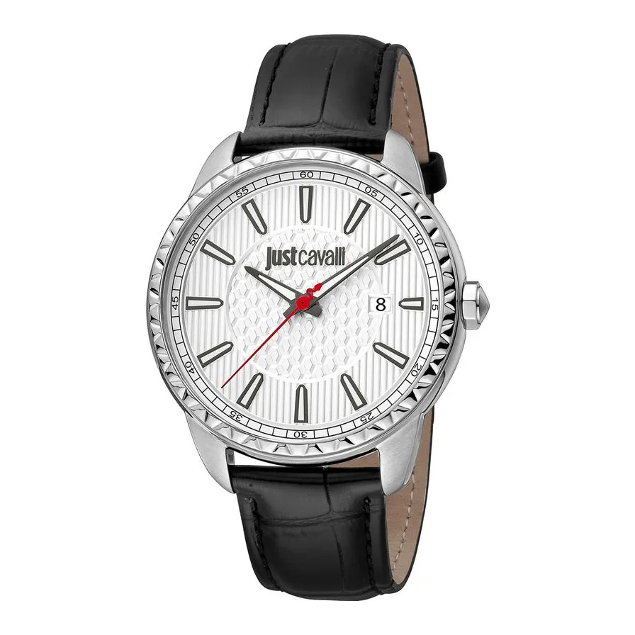 JUST CAVALLI quartz cu o curea din piele, Negru