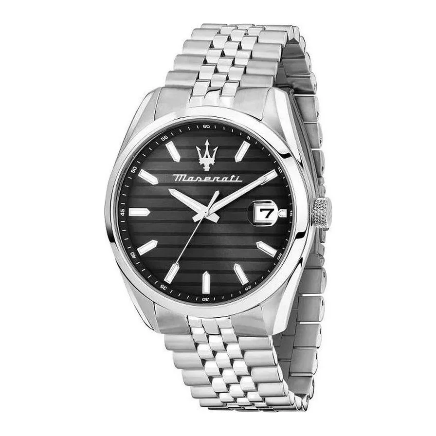 Maserati Attrazione, mecanism quartz, 43mm, bratara cu inchidere, argintiu, rezistent la apa 50m