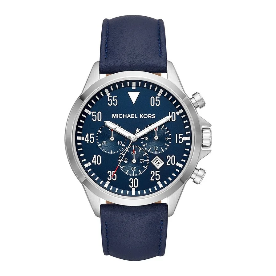 Michael Kors cronograf cu o curea de piele Gage, Albastru inchis