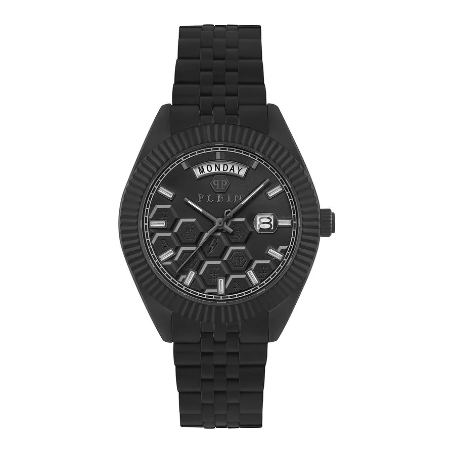 Philipp Plein analog cu bratara metalica, Negru