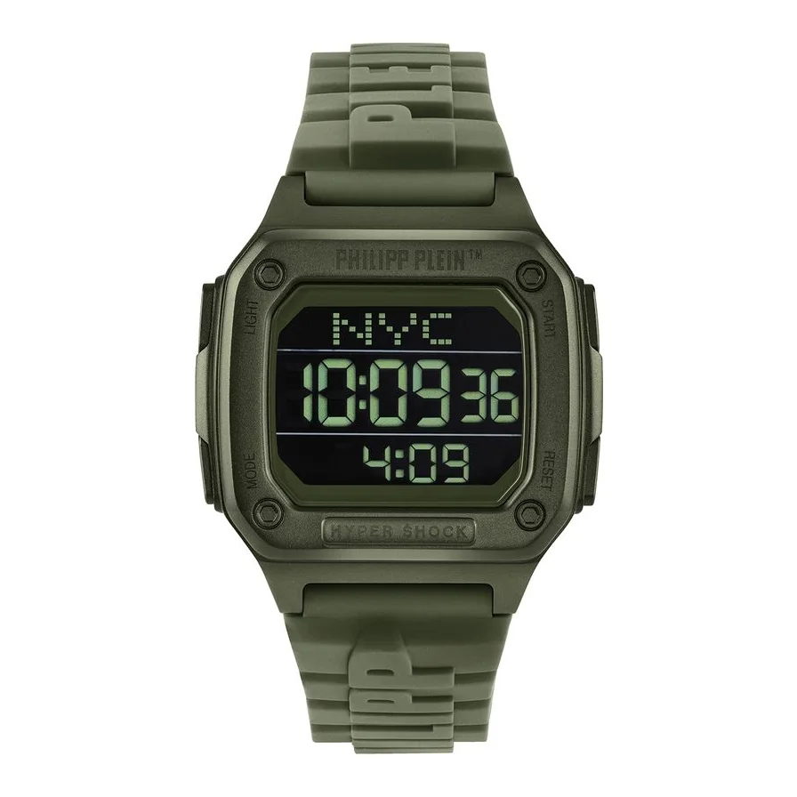 Philipp Plein digital cu o curea de silicon, Verde militar