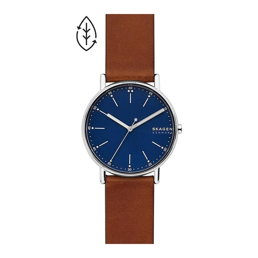 Skagen Ceas maro cu curea de piele