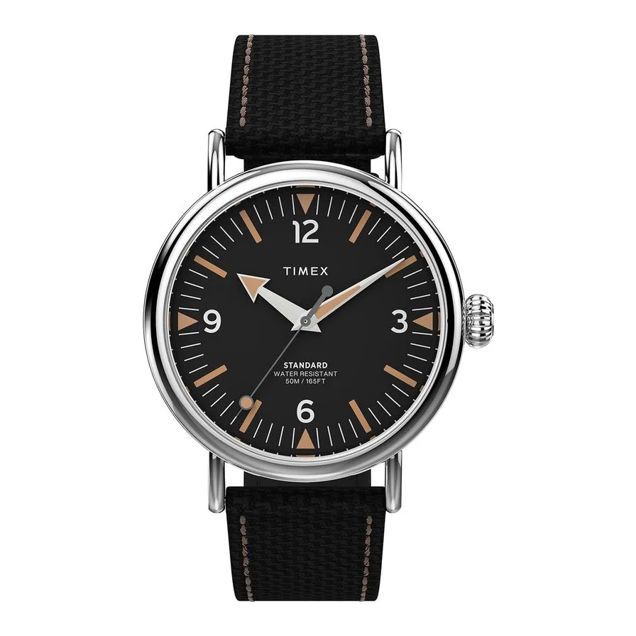 Timex cu trei indicatoare si curea textila, Negru