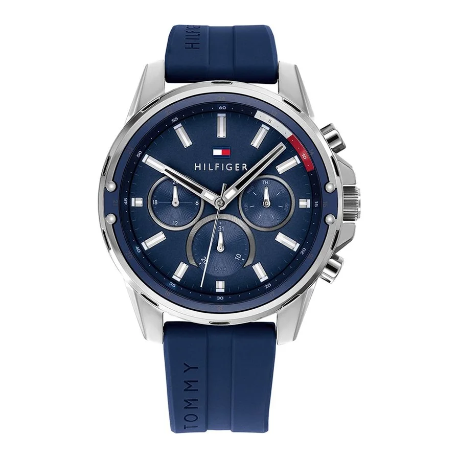 Tommy Hilfiger quartz cu o curea din silicon, Bleumarin/Argintiu